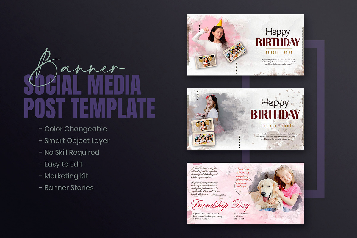 Birthday Photo effect social media, a Social Media Template by Creative_View (Photo 8 of 8)