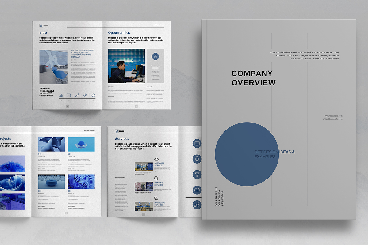 Gray Blue Company Overview Brochure, a Brochure Template by Boris Cupac (Photo 1 of 7)