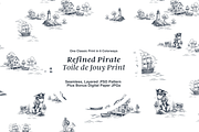Refined Pirate Toile de Jouy Print, a Background Graphic by Hughes Studio (Thumbnail 1 of 8)
