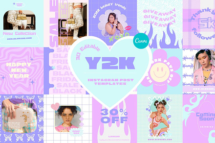 Y2K Instagram Post Templates Canva, a Social Media Template by HellYeahDesigns