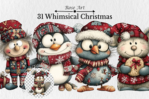 Whimsical Christmas Clipart, a Seasonal Illustration by Rose Art