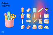 3D School Supplies, an Object Graphic by Pengedar Seni (Thumbnail 1 of 3)