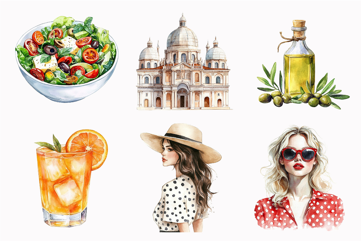Watercolor Ciao Roma Clipart, an Illustration by Design Market (Photo 4 of 4)