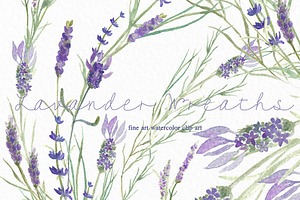 Lavender Watercolor Wreaths Provence