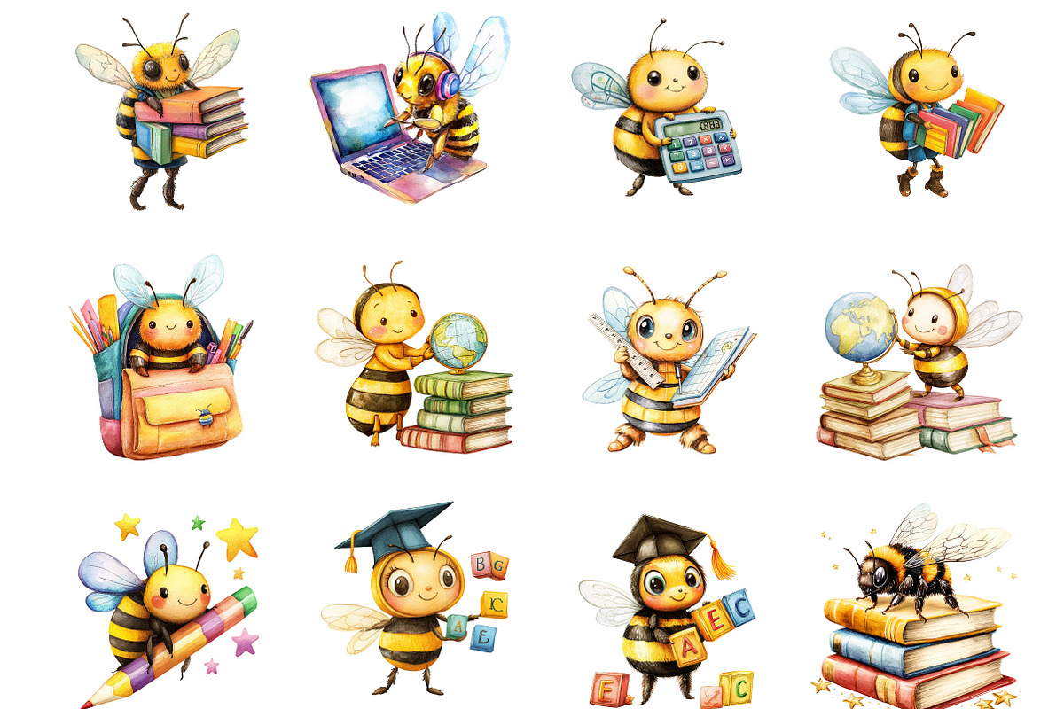 Back to School Bie Clipart, a Seasonal Illustration by Designking (Photo 2 of 5)