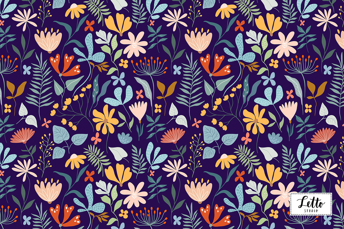 Floral seamless patterns set, a Pattern Graphic by Letto studio (Photo 2 of 4)