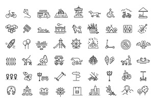 City Park icons set, an Outline Icon by Tettygreen
