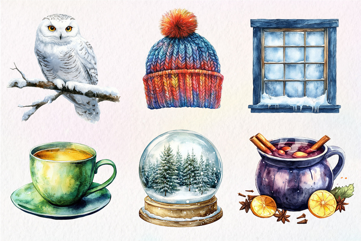 Winter Mood Watercolor Clipart, an Illustration by Dream Creation (Photo 3 of 6)