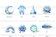Blue Baby Shower Clipart, Its a Boy, a Decorative Illustration by BrushstrokeArtGB (Thumbnail 6 of 9)