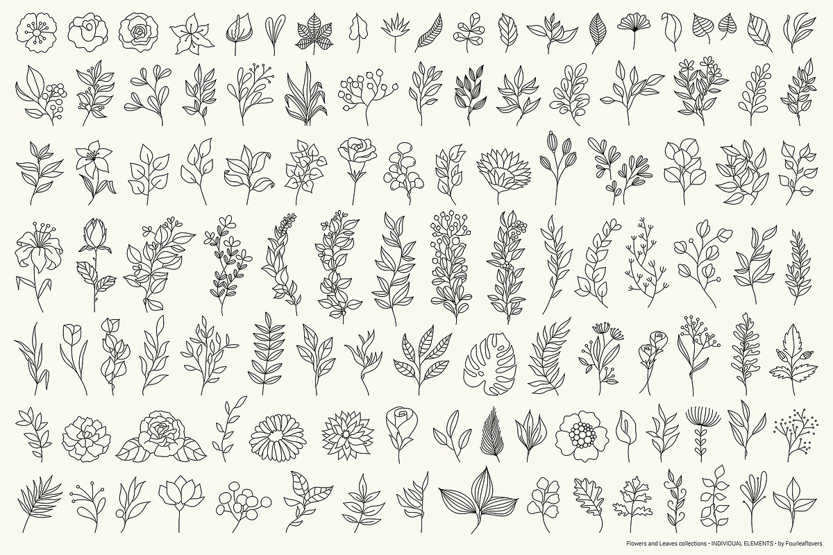 Big Set of Vector Floral Elements, a Decorative Illustration by FourLeafLover (Photo 2 of 18)