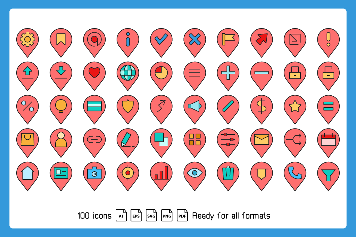 Map Pin and UI Location Marker Icons, an Icon by Designfour (Photo 2 of 6)