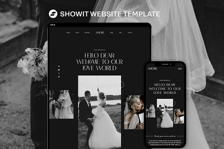 Amore Dark| | Showit Website Templat, a Websites & App Template by Real Eden