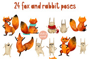 Watercolor fox rabbit autumn clipart, an Object Graphic by NataLyaroArt (Thumbnail 11 of 14)