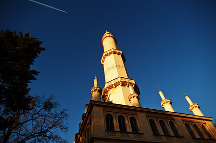 Minaret at Lednice on sunny autumn day in South Moravia, Czech R, an Architecture Photo by AS photostudio