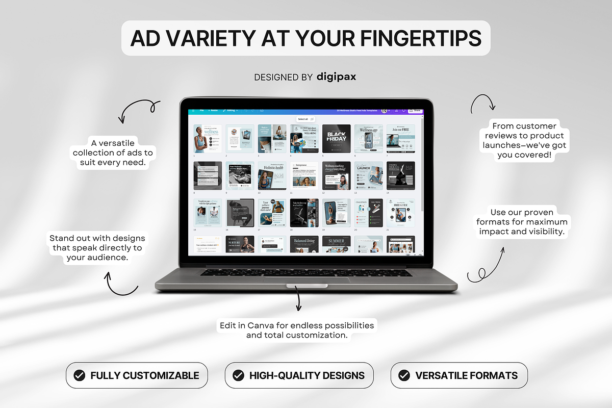 Wellness Static Ad Templates Canva, a Social Media Template by DigiPax (Photo 9 of 11)