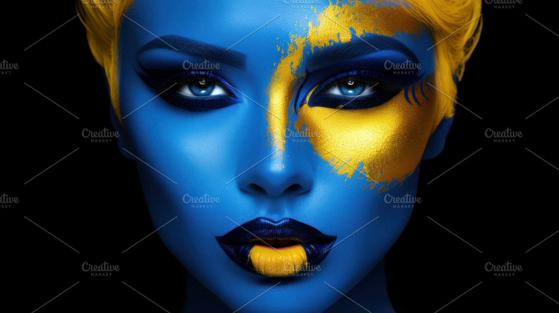 glamorous woman with blue makeup, a Photo by Pictures for you!!!!!!!!!