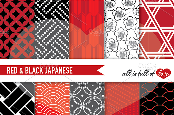 Japanese Patterns Red & Black Papers preview 2