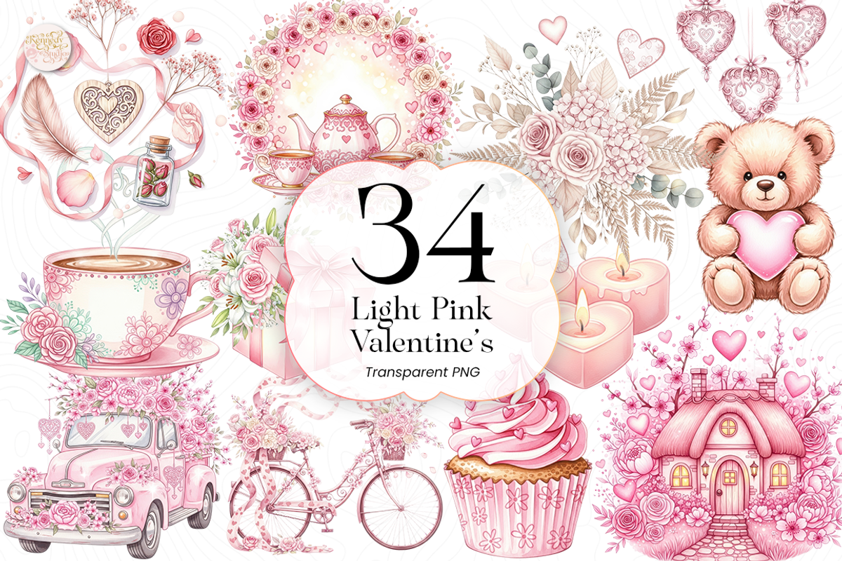 Light Pink Valentine PNG Clipart, an Illustration by KennedyStudio (Photo 1 of 5)