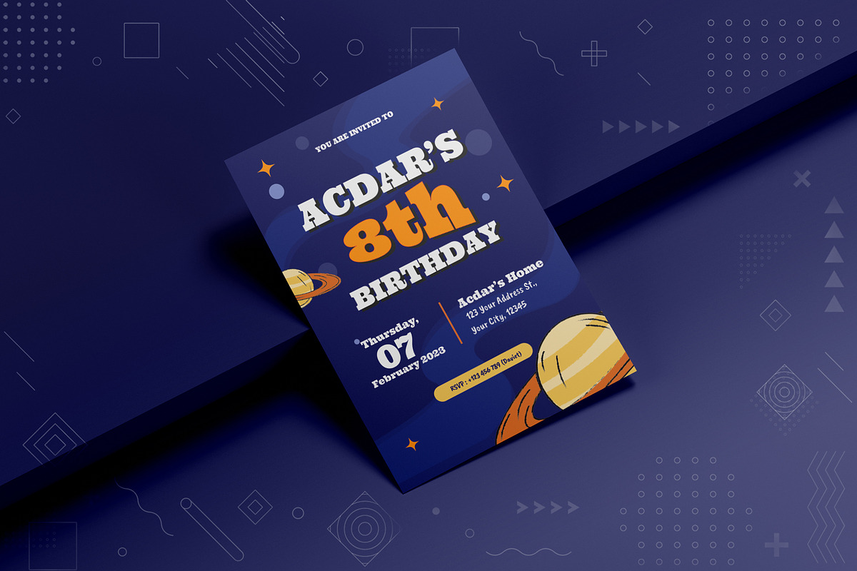 Space Party Birthday Invitation, an Invitation Template by Fannan Studio (Photo 2 of 2)