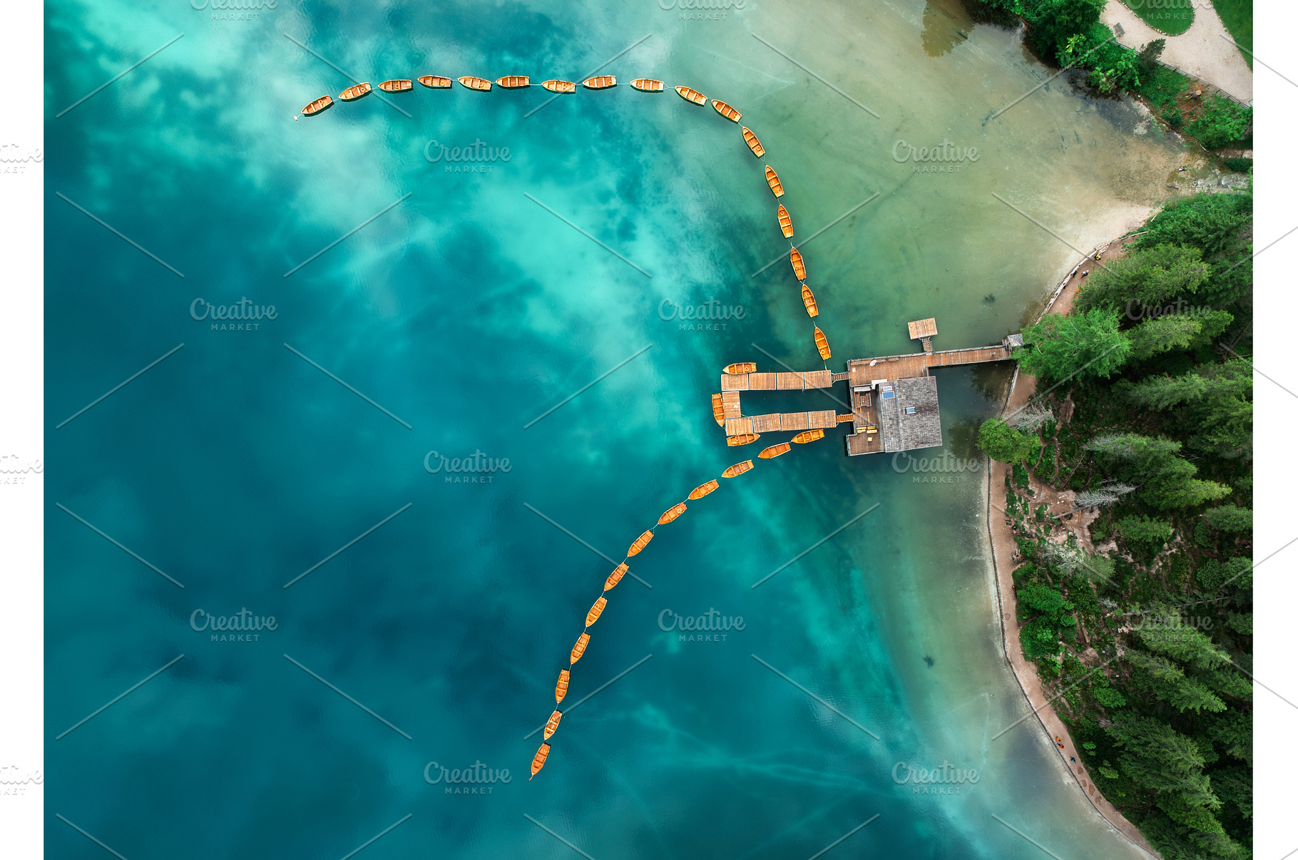 Aerial view of orange wooden boats, a Nature Photo by den-belitsky