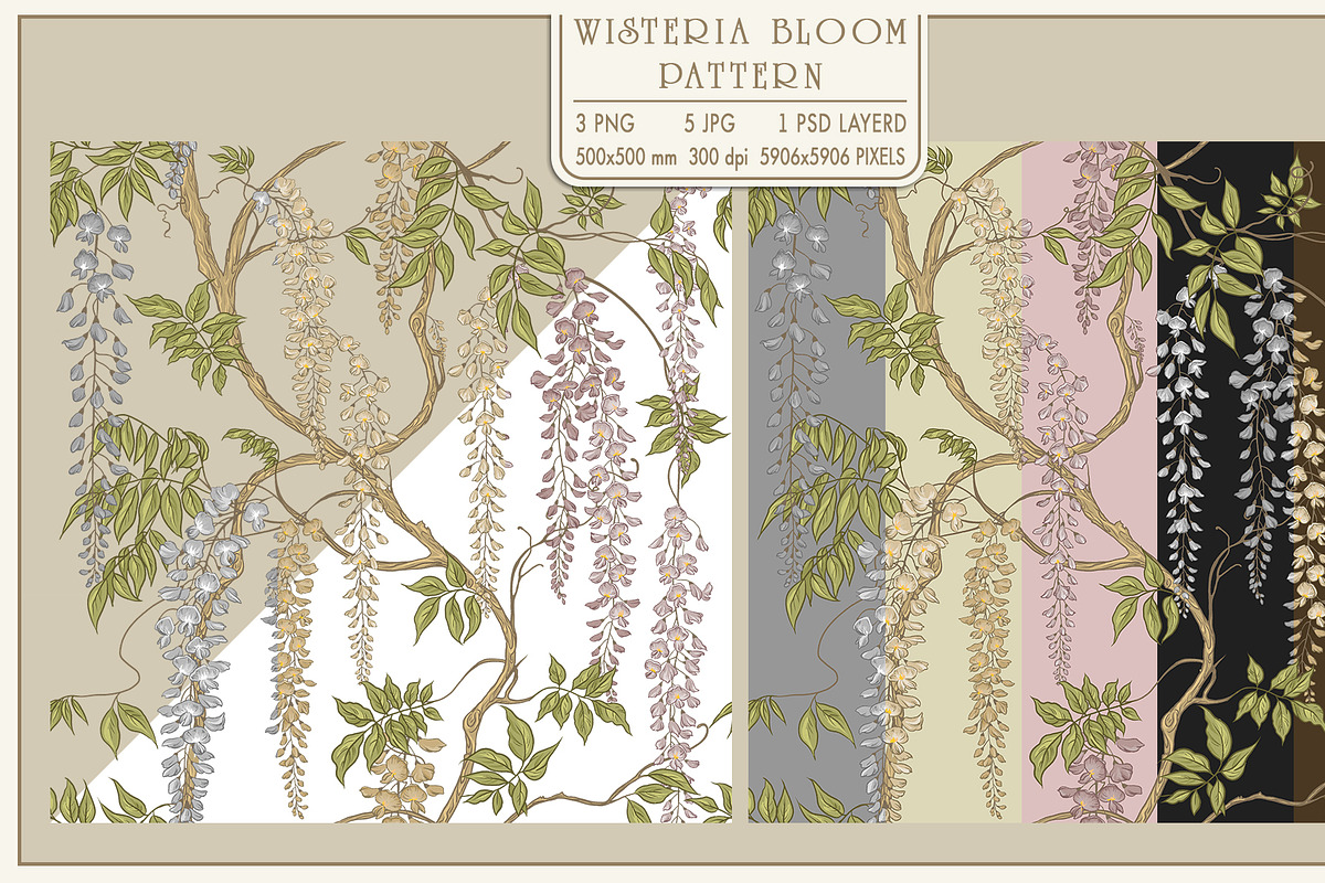 Fresco collection Wisteria bloom, a Wallpaper Graphic by Natalia0307 (Photo 3 of 25)