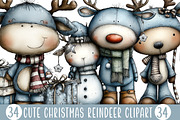 Cute Christmas Reindeer Clipart, an Illustration by Designking (Thumbnail 1 of 5)