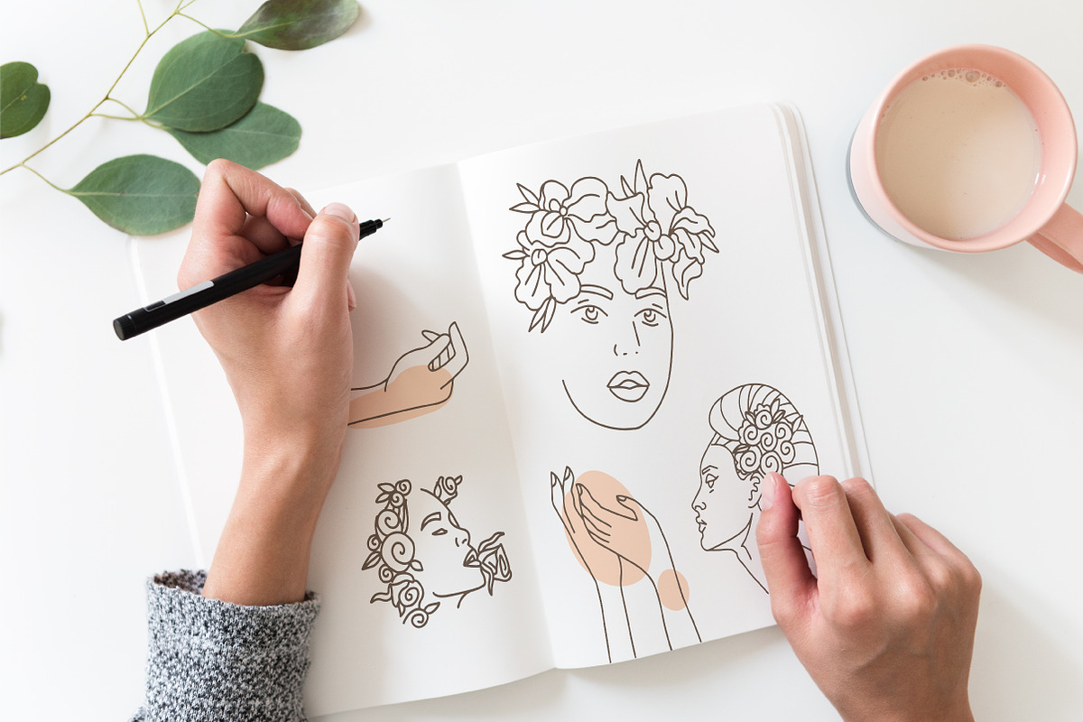 Head in flowers: women faces lineart, a Person Illustration by Lana Sham (Photo 10 of 11)