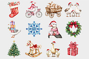 Watercolor Christmas Goose Clipart, a Seasonal Illustration by Design Market (Thumbnail 4 of 5)