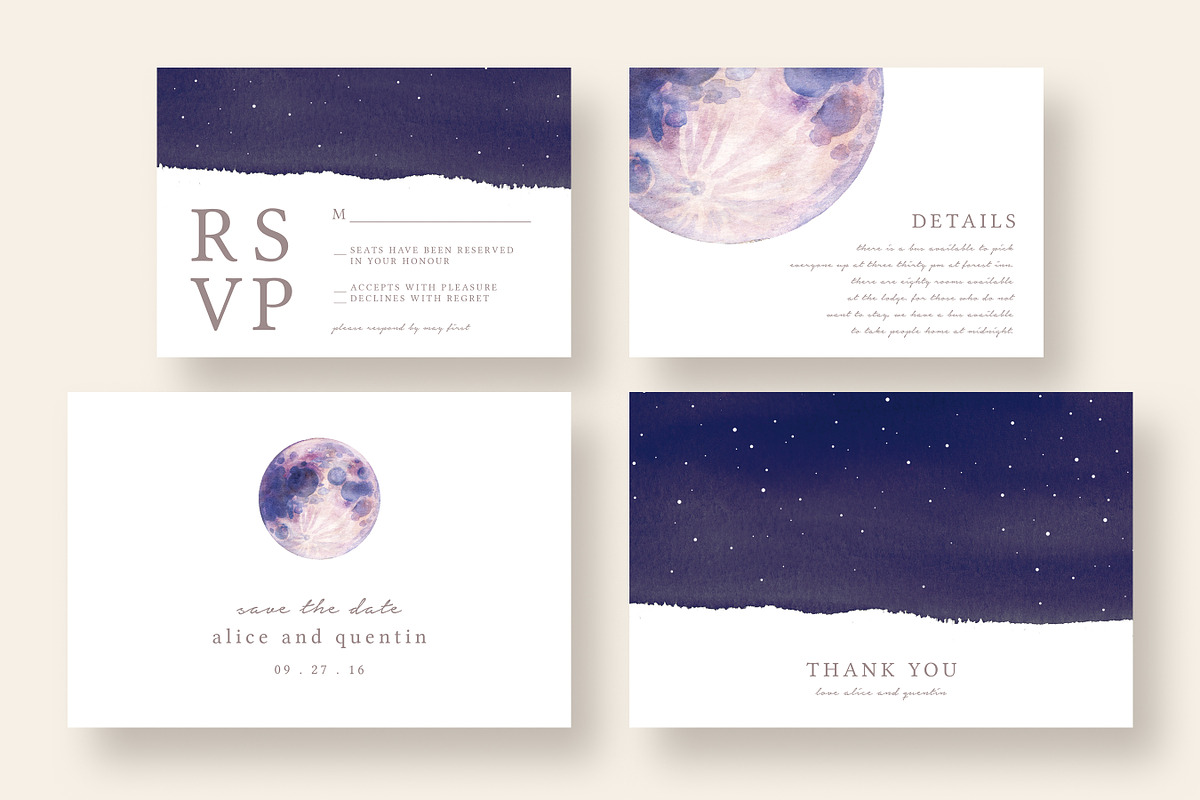 Dreamy Moon and Star Wedding Suite, an Invitation Template by Knotted Design (Photo 5 of 6)
