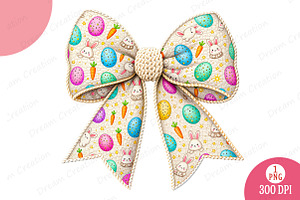 Yarn Crochet Easter Coquette Bow PNG, an Illustration by Dream Creation