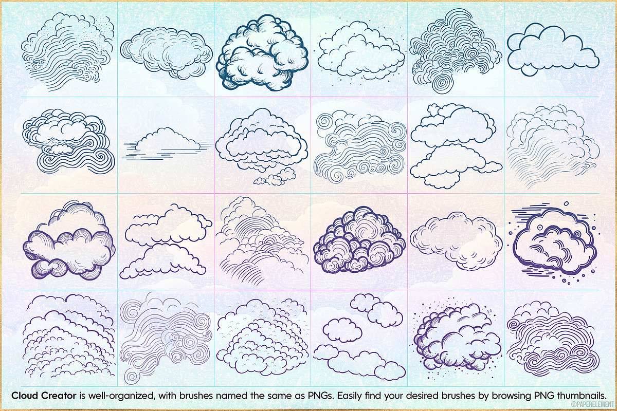 Cloud Creator Doodle Stamp Brushes, a Brush Add-On by Paper Element (Photo 9 of 10)