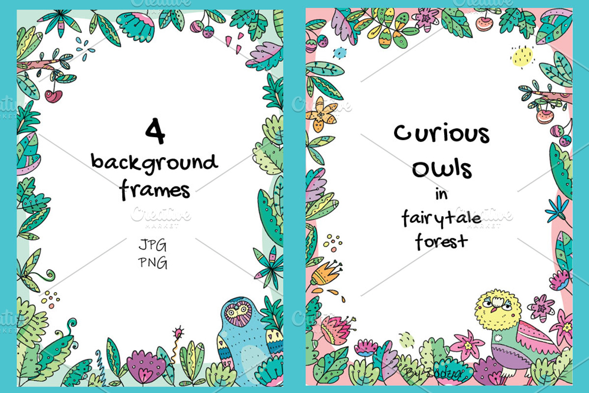 Floral Owls - 55 objects, an Illustration by Zooza Art (Photo 13 of 14)