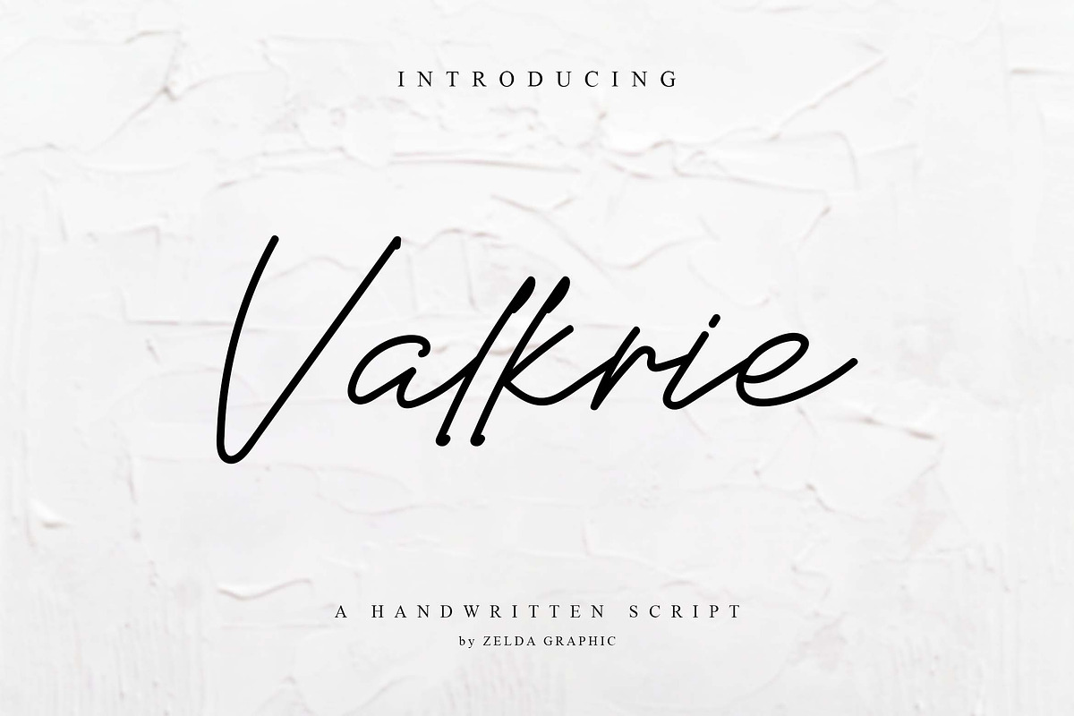 Valkrie, a Script Font by Zelda Graphic (Photo 1 of 7)