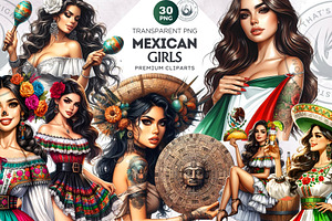 Mexican girls Clipart Set, a Person Illustration by ThatsDesignArt