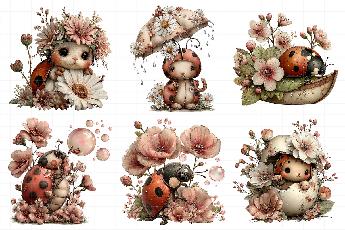 Whimsical Spring Ladybug Clipart, an Illustration by Daily.Designs (Photo 8 of 8)