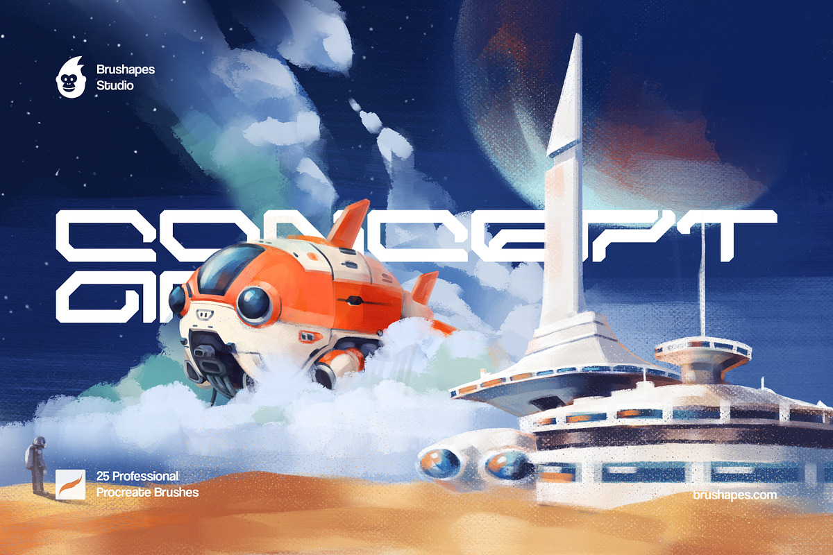 Concept Art Procreate Brushes, a Brush Add-On by brushapes.com (Photo 1 of 10)