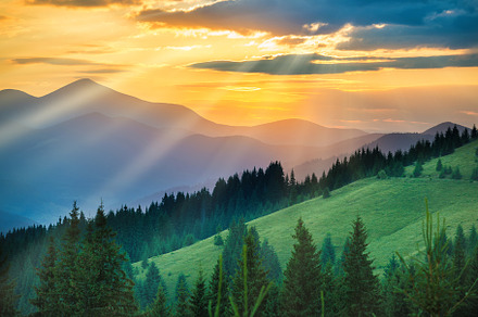 Sunset in the mountains, a Nature Photo by Vapi
