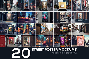 20 Street Poster and Banner Mockups