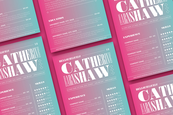 Funky Resume Layout Pink And Blue