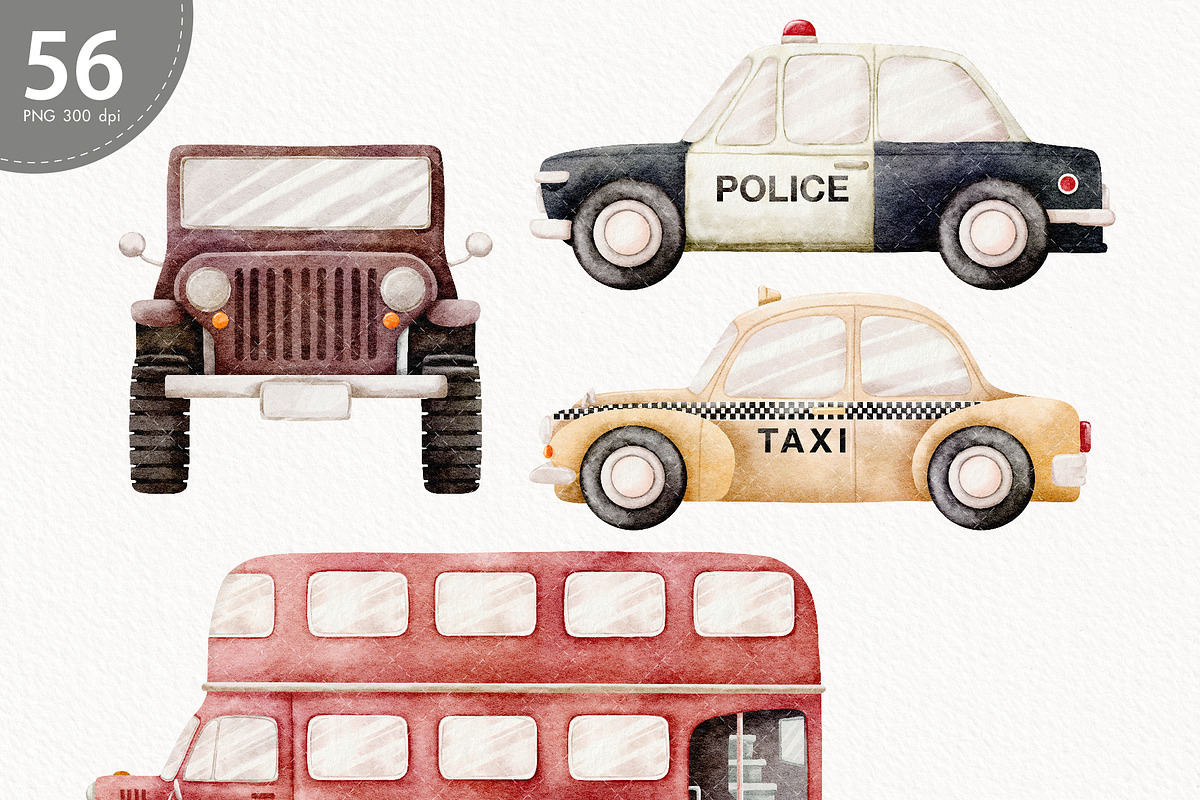 Watercolor Cars Clipart, a Transportation Illustration by TitaLivingArt (Photo 3 of 11)