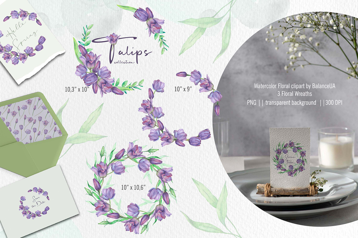 Tulip Watercolor Clipart, Tulip PNG, an Illustration by BalanceUA (Photo 4 of 5)