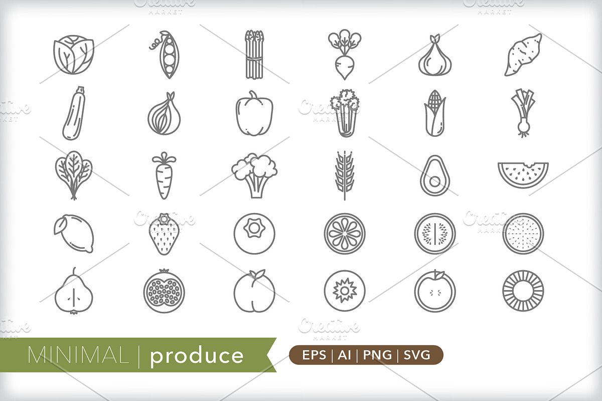 Minimal produce icons, an Outline Icon by Picture Window (Photo 1 of 5)