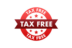 Modern Red Tax Free Sign On White