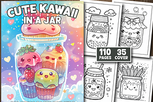 Cute Kawaii In A Jar Coloring Book, an Education Illustration by Design Station