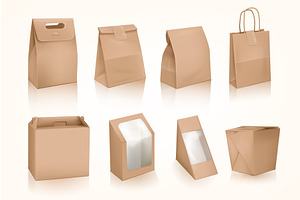 3d Takeout Bags. Restaurant Takeaway