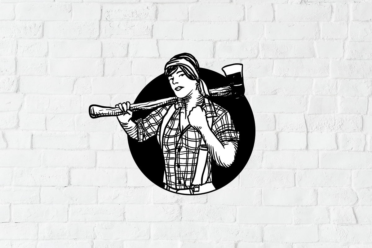 Lumberjack Lady Logo Template, a Branding & Logo Template by lineandcircle (Photo 1 of 3)