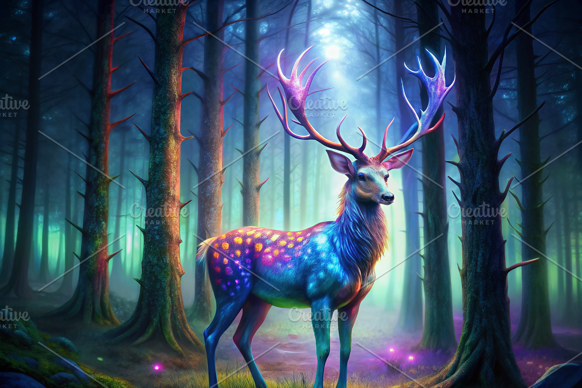 Vibrant Deer Print, an Animal Illustration by ZobaDepot (Photo 1 of 4)