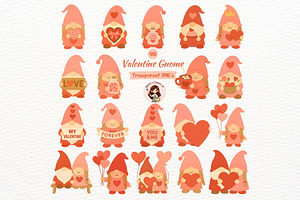 Valentine Gnome Clipart Set, a Seasonal Illustration by Nicolle's Colorful Art