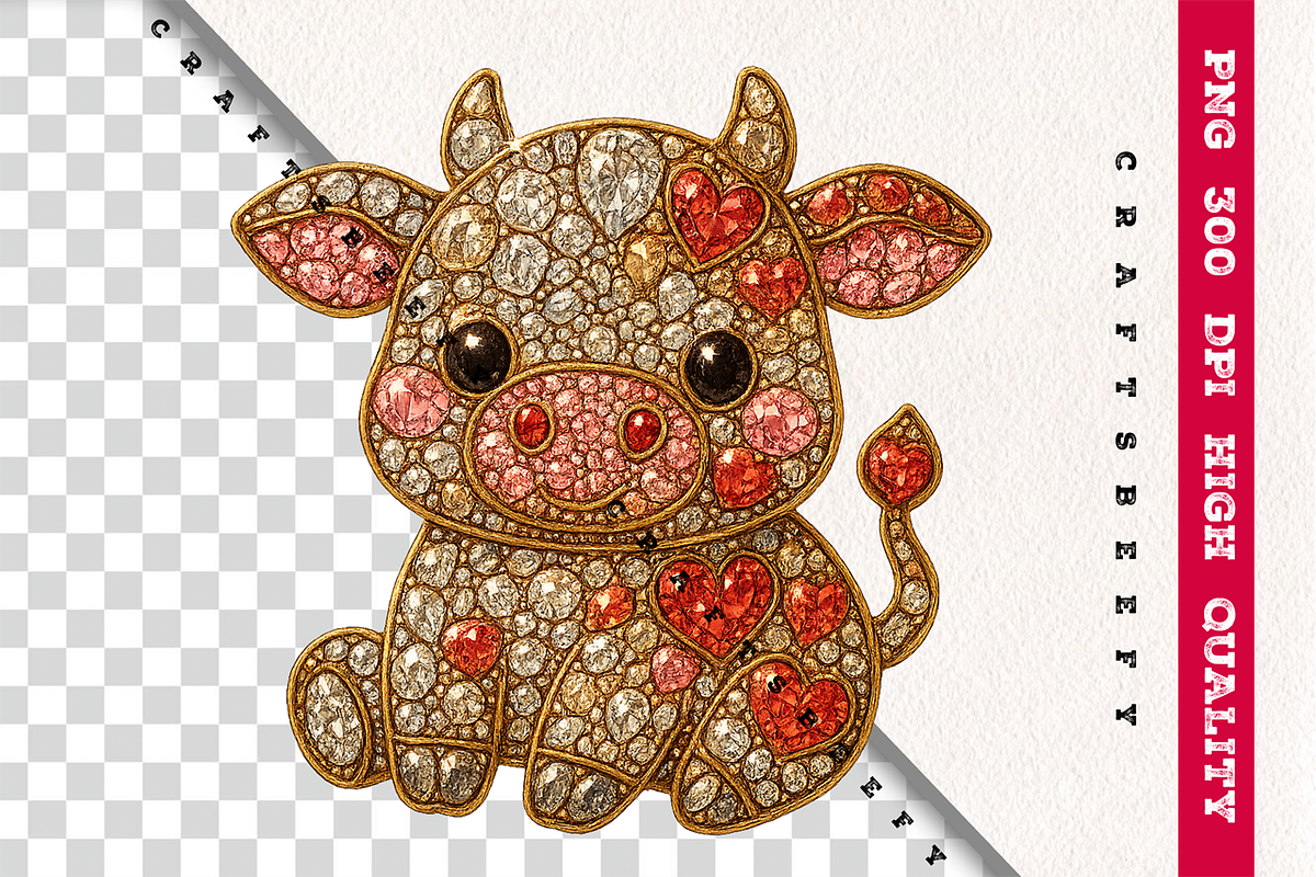 Faux Rhinestone Cow PNG, a Decorative Illustration by Craftsbeefy (Photo 2 of 6)