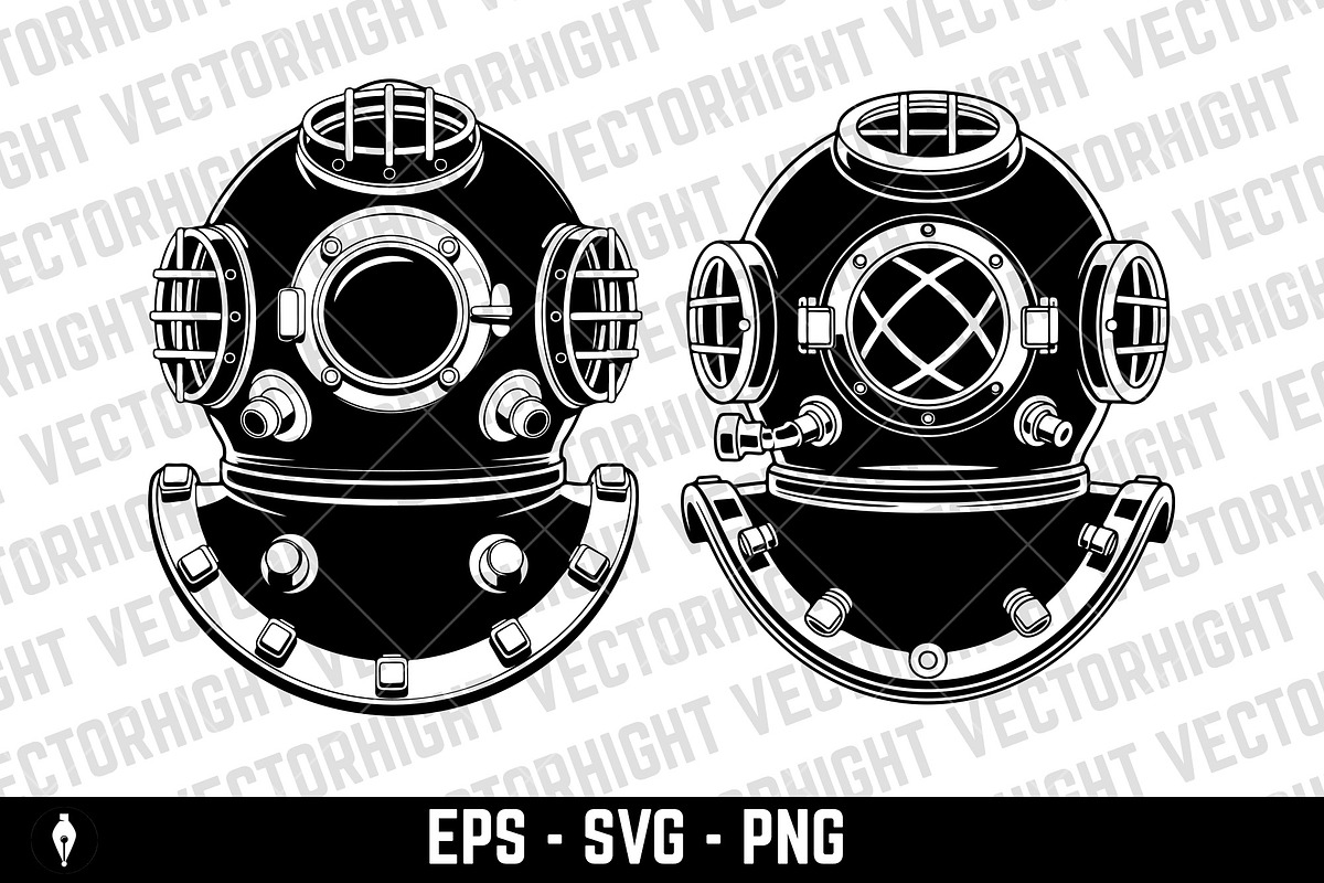 Vintage deep sea diver helmet, an Object Illustration by Vectorhight (Photo 2 of 4)